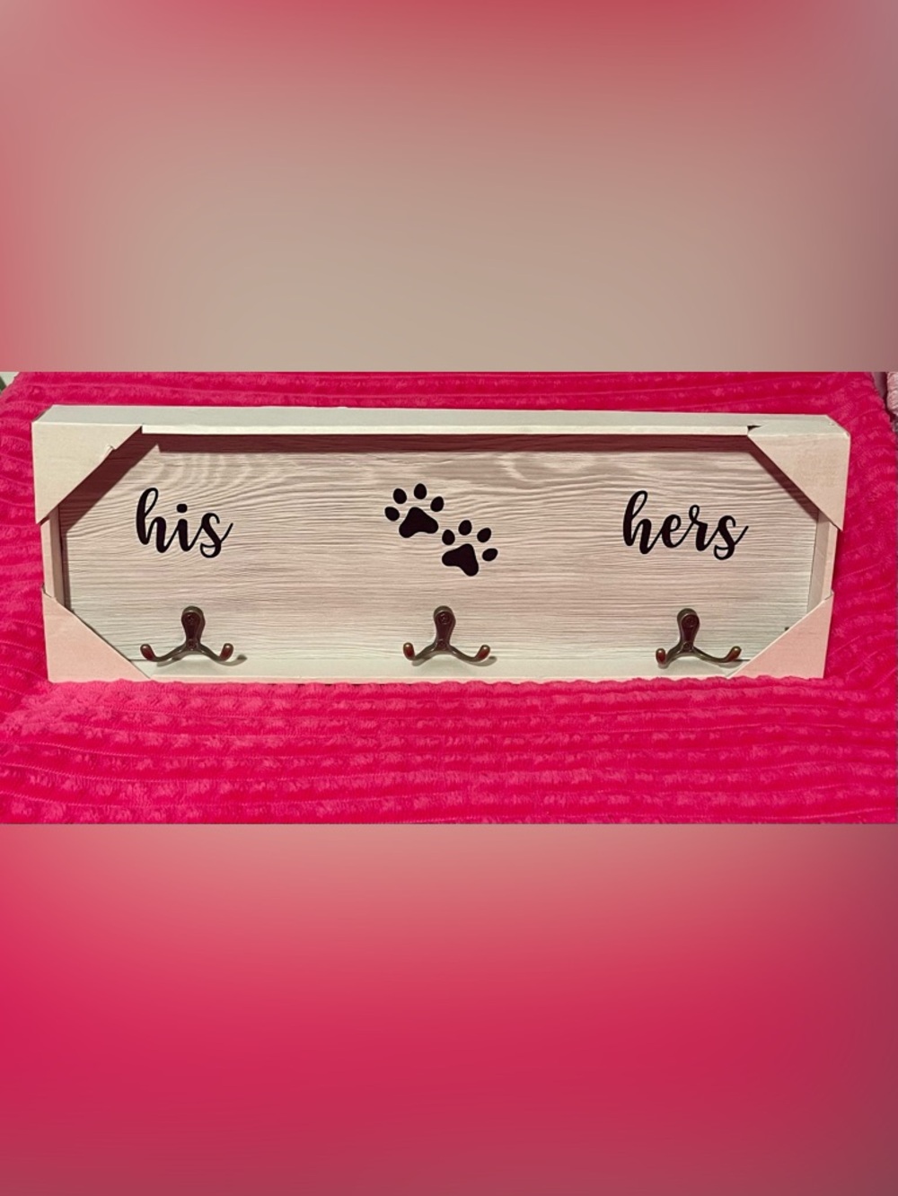 Is Your Pet Family? Wooden Wall Plaque with a hook for His Paw and Hers.